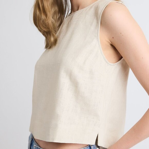 NWT Sleeveless Linen-Blend Blouse - Picture 2 of 3
